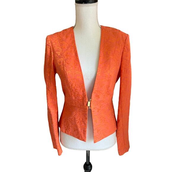 VENUS Jackets & Blazers - Venus jacquard orange blazer jacket size 4